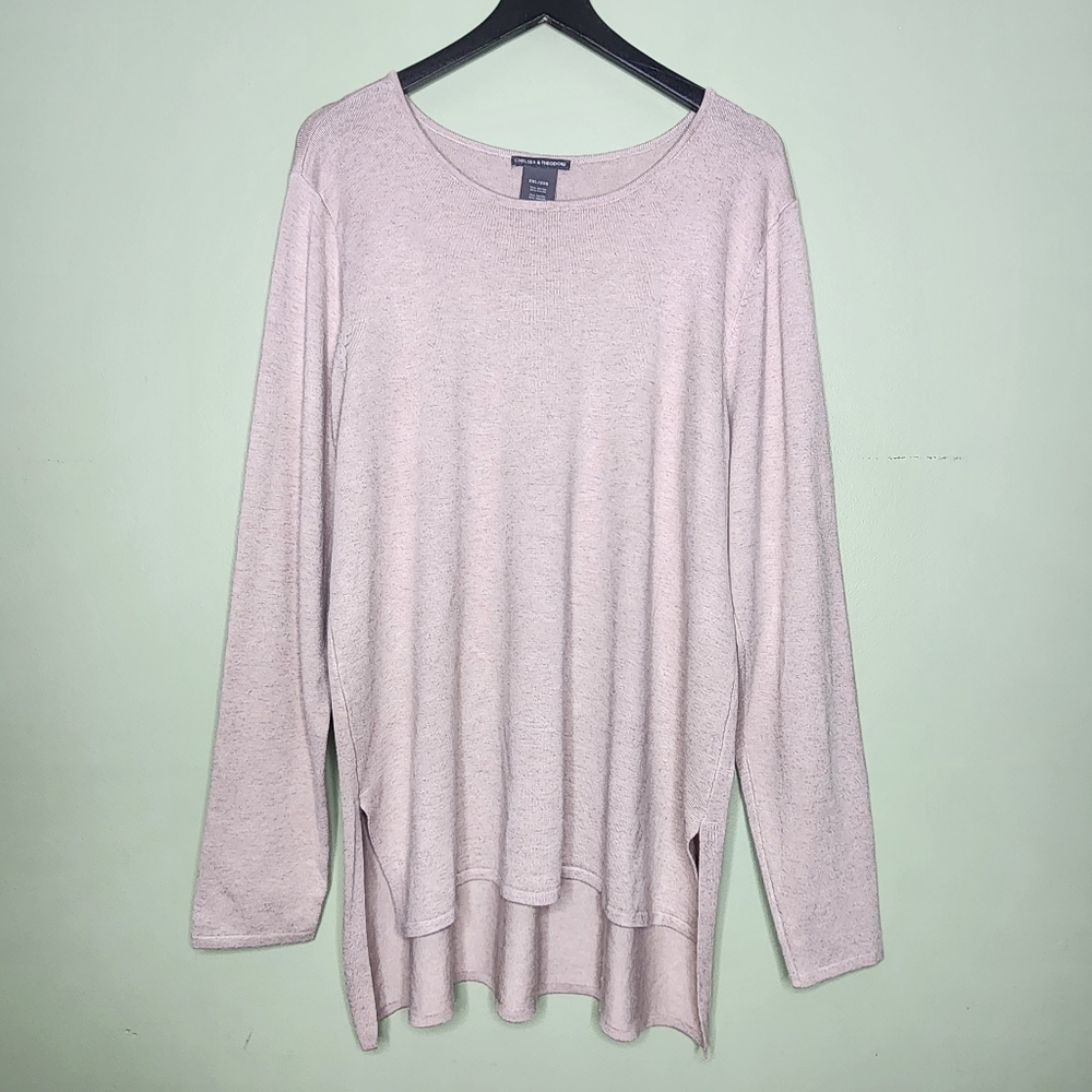 Chelsea & Theodore Long Sleeve Pullover Sweater Beige High Low Hem Neutral XXL